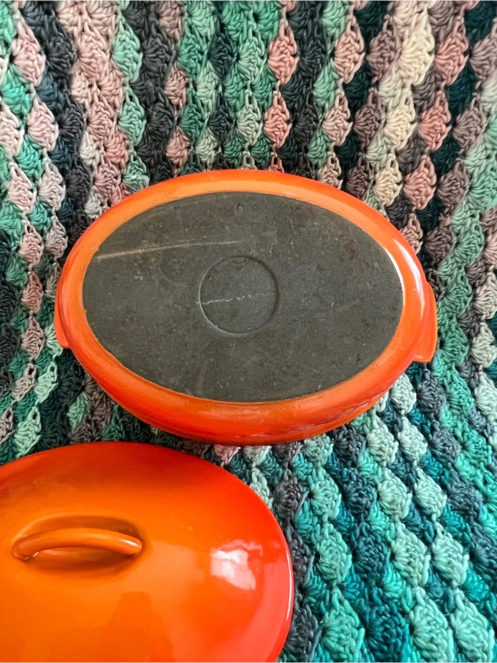 Vintage Descoware Flame Oval Baker Dutch Oven with Lid